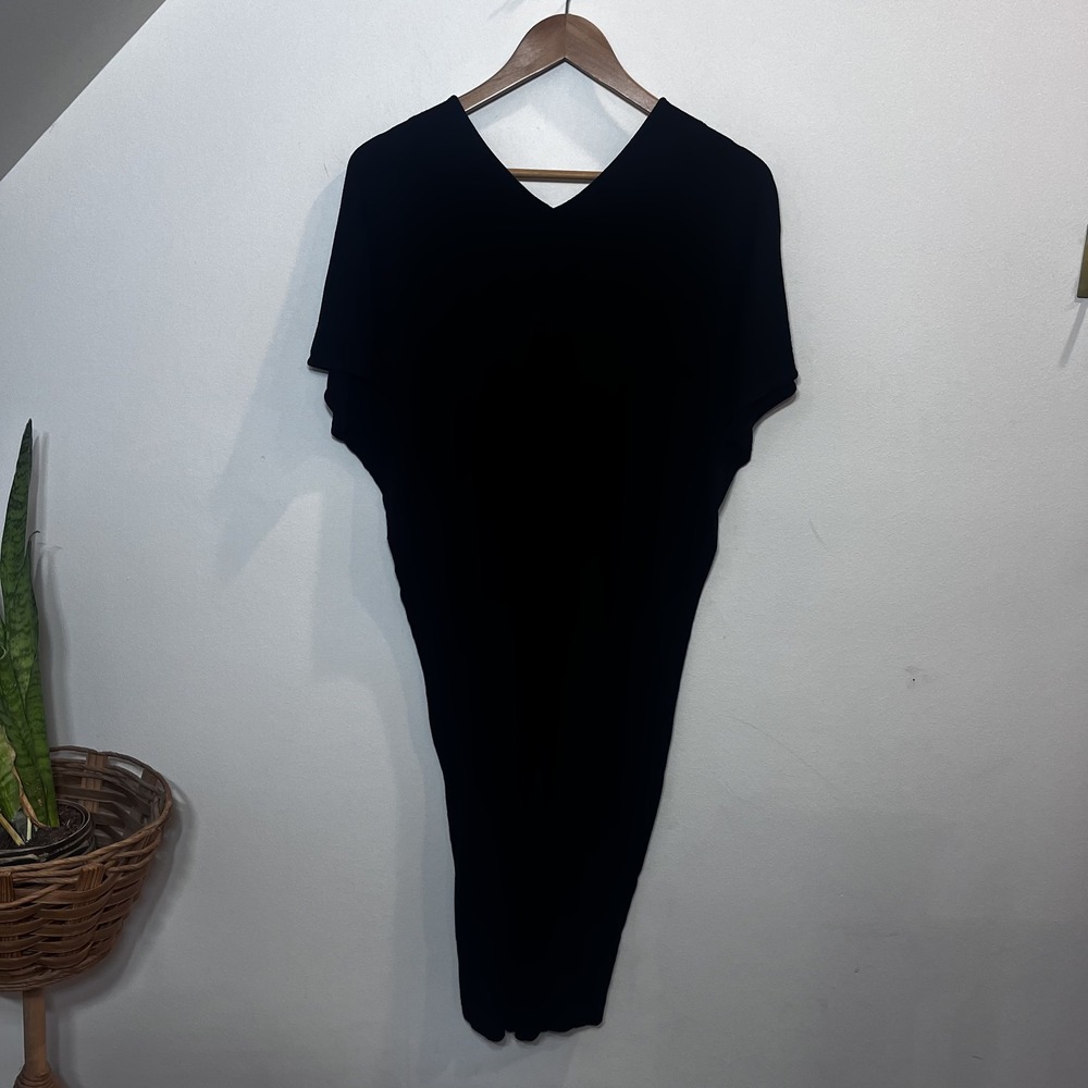 Peruvian Connection‎ Black V-Neck Knit Midi Dress Dolman Sleeve XS/S Peru Kaftan - Picture 8 of 10